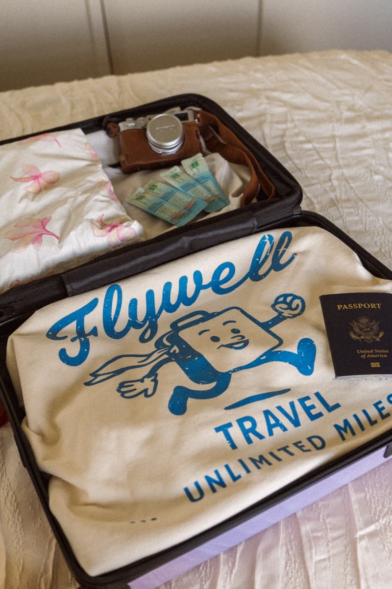 Mr Suitcase hoodie packed beside FlyWell stick packs