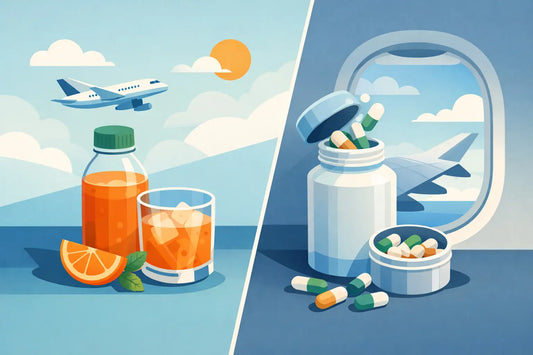 Travel Wellness Drink vs Capsules for Flights